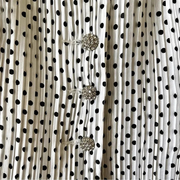 Cachet Evening White Crinkle Jacket Black Dot Sparkle Button Size 8 New With Tag - Picture 7 of 9